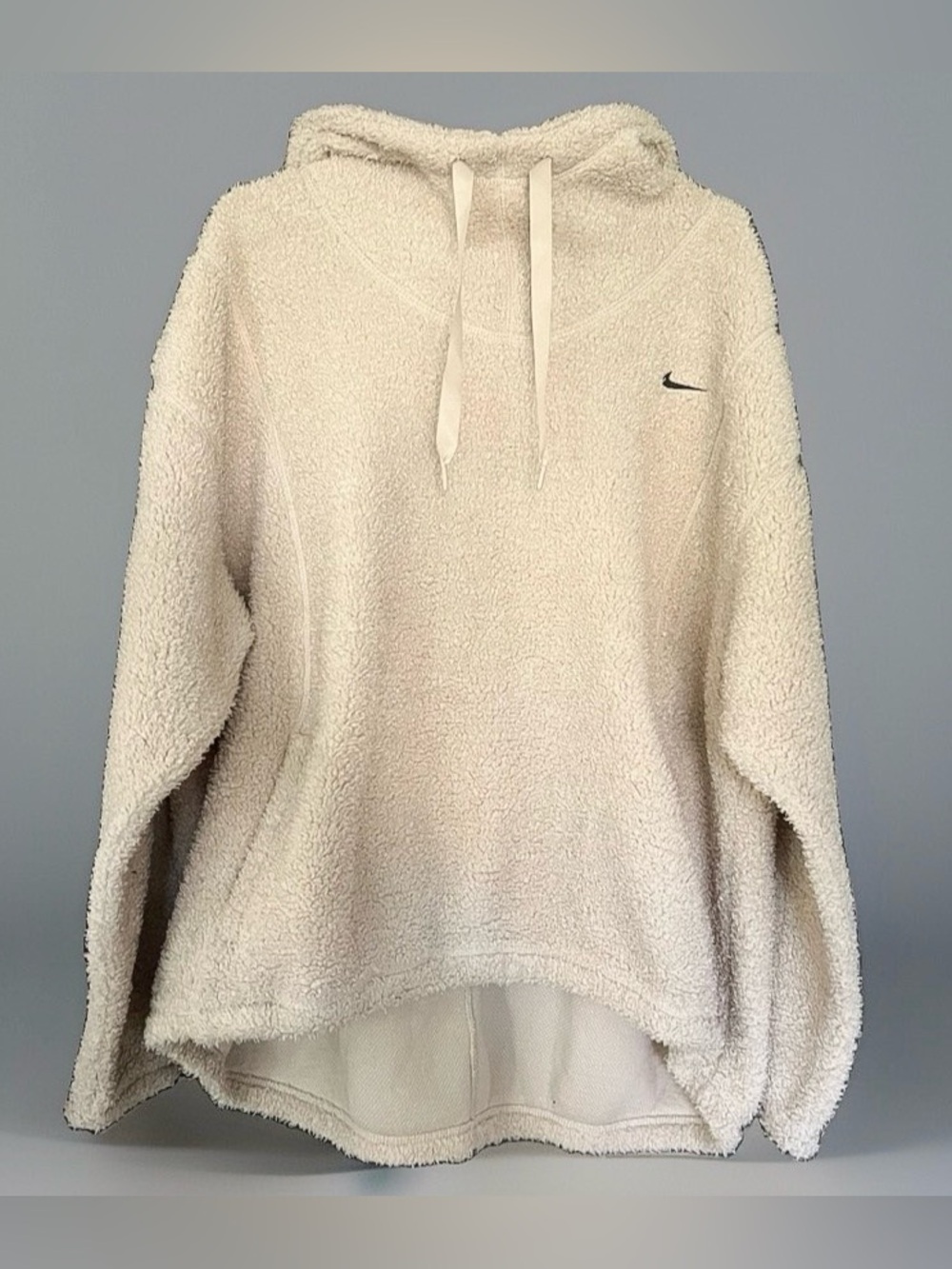 Nike Therma-FIT Sherpa Fleece Hoodie Womens Large Cream DD6470-206 Pullover L